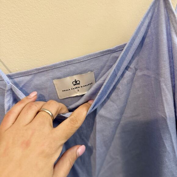 Maxi Dress By Paula Cahen D’anvers Linen Light Blue Summer Chic Size L/3 1866 - Picture 5 of 9